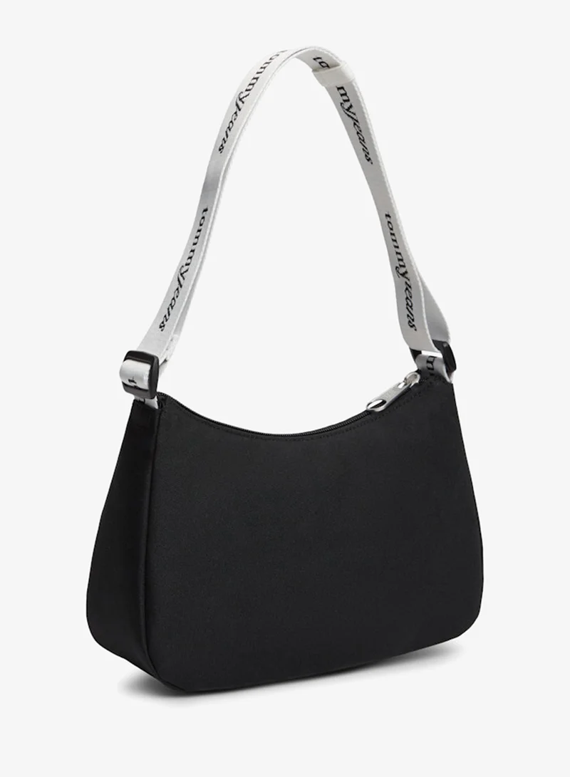 TOMMY JEANS Black Essential Repeat Logo Shoulder Bag for Women | Best Price UAE